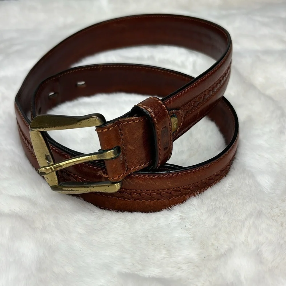 Pebbles Italy brown leather belt Sz 40